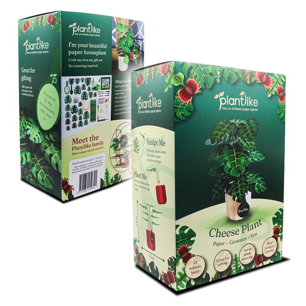 Gift ready product packaging for Cheese Plant craft kit by Plantlike