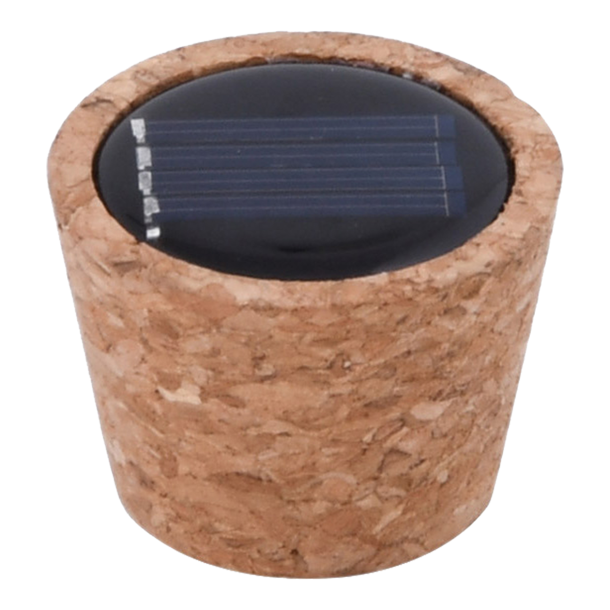 Solar powered cork light for closed terrariums