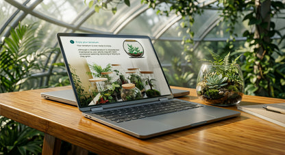 A digital terrarium guide book on a laptop screen